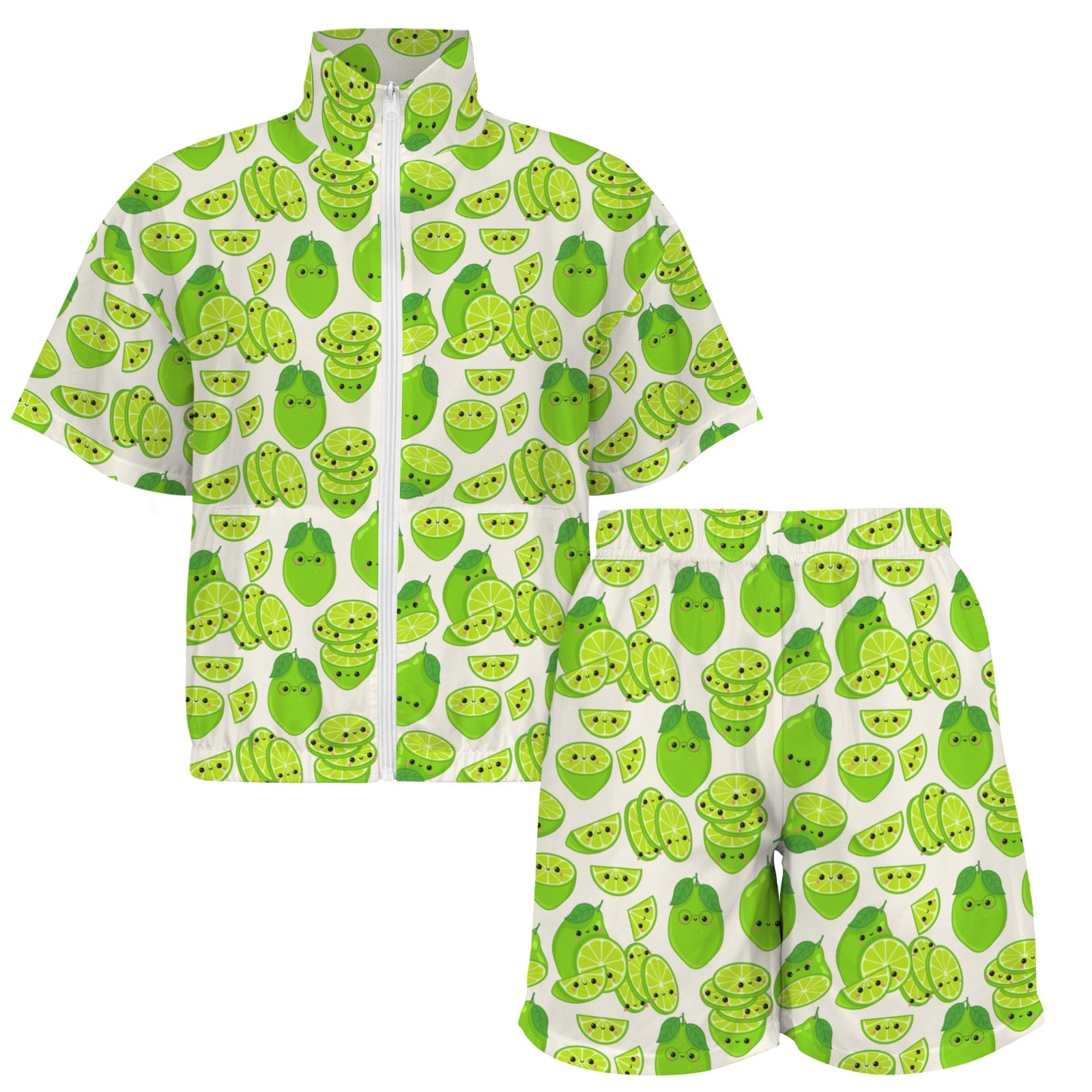 Cute Limes Women's Windbreaker Short Set Women's Windbreaker Short Set Food Printed Offshore