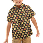 Round Pizzas On Black Junior Kids Hawaiian Shirt