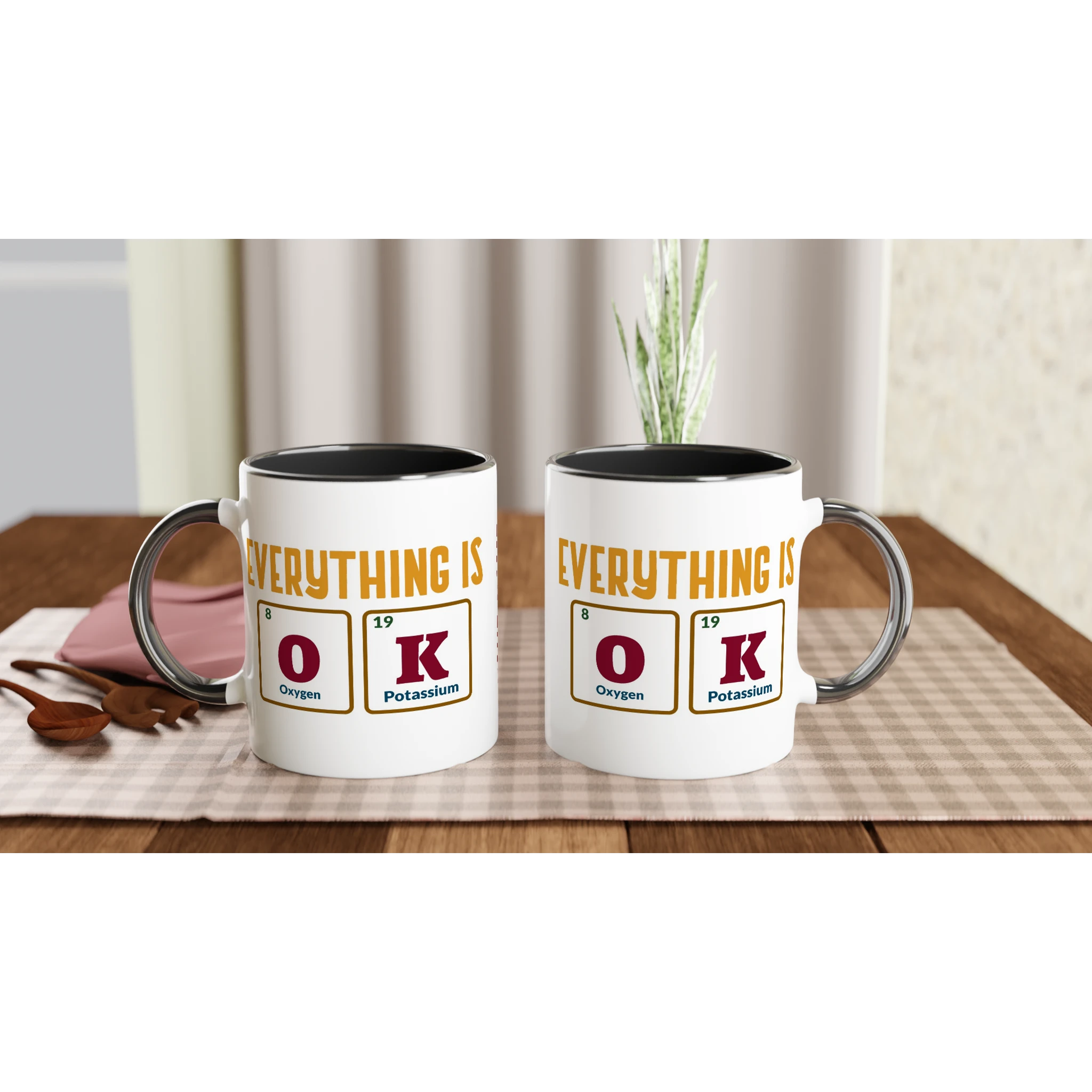 Personalise - Everything Is OK, Periodic Table - White 11oz Ceramic Mug Personalised Mug customise Globally Fulfilled personalise Science