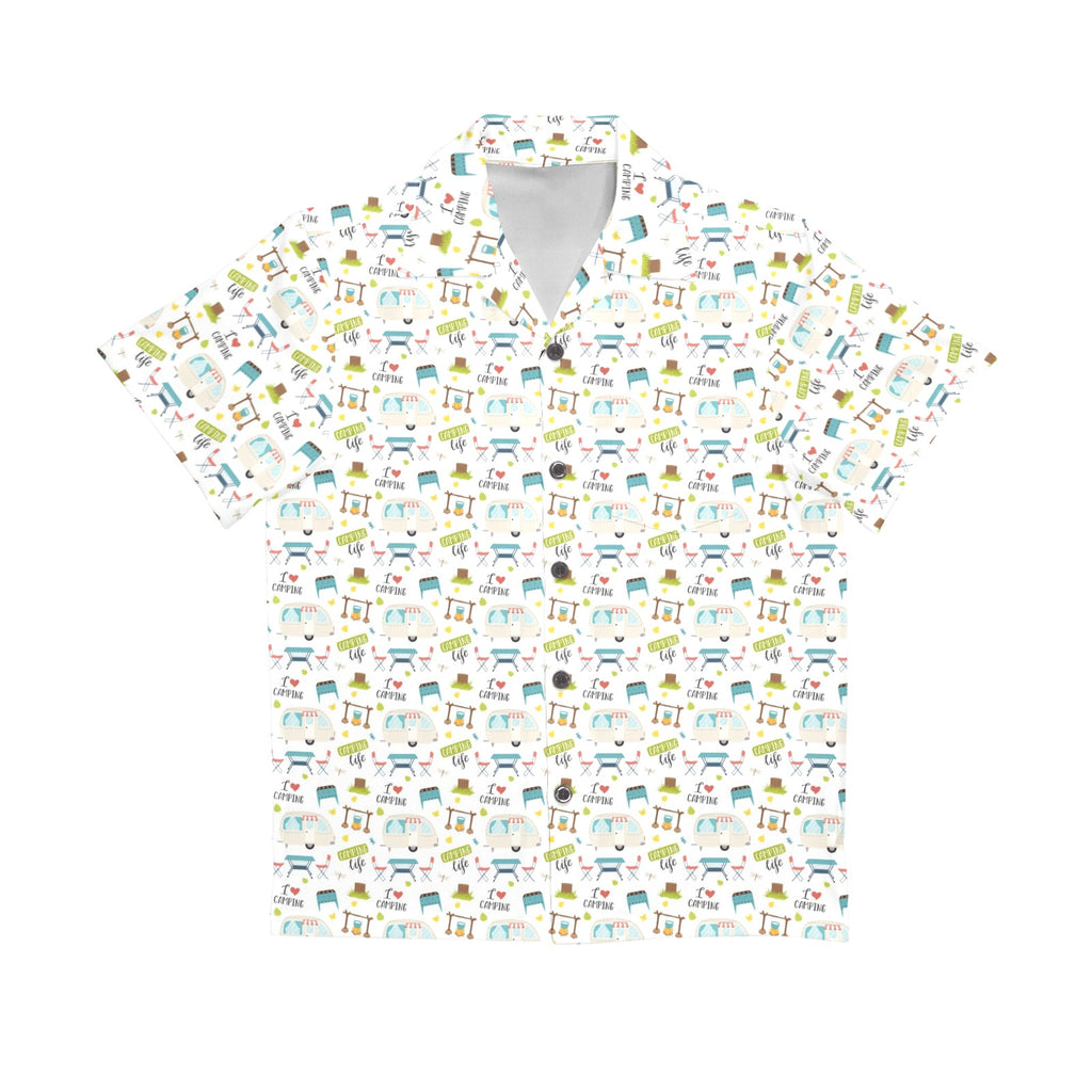 Camping Life Senior Kids Hawaiian Shirt Senior Kids Hawaiian Shirt 8-15 Printed Offshore