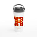 Personalised - Marquee Lights Initial - White 15oz Stainless Steel Travel Mug Default Title Personalised Travel Mug Customise Globally Fulfilled Personalise