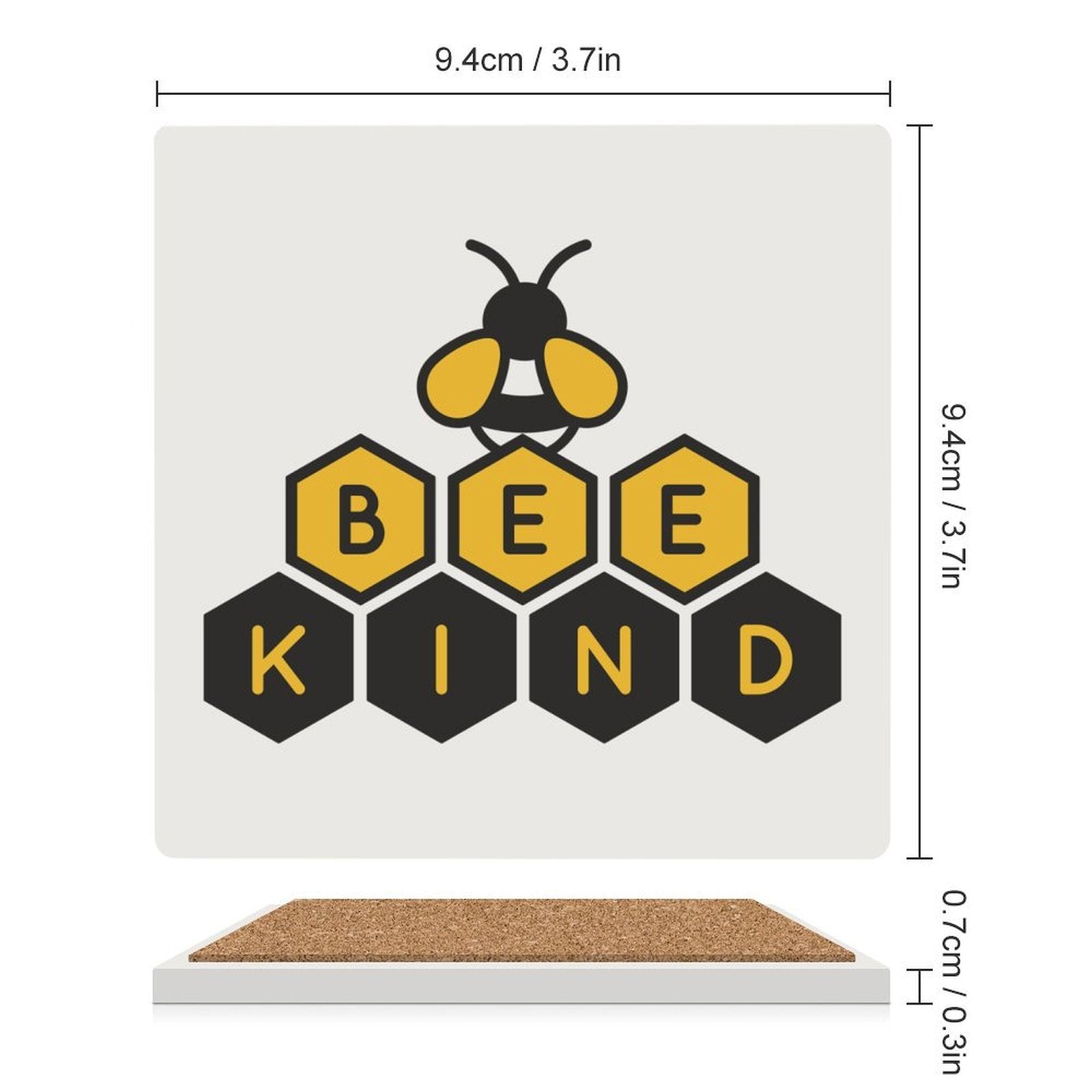 Bee Kind Ceramic Coasters (Square) Ceramic Coasters Kindness Printed Offshore