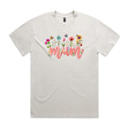 Mum, Flowers AS Colour Heavy Faded Tee Unisex Faded bone Heavy Faded T-shirt Mum Printed In Australia