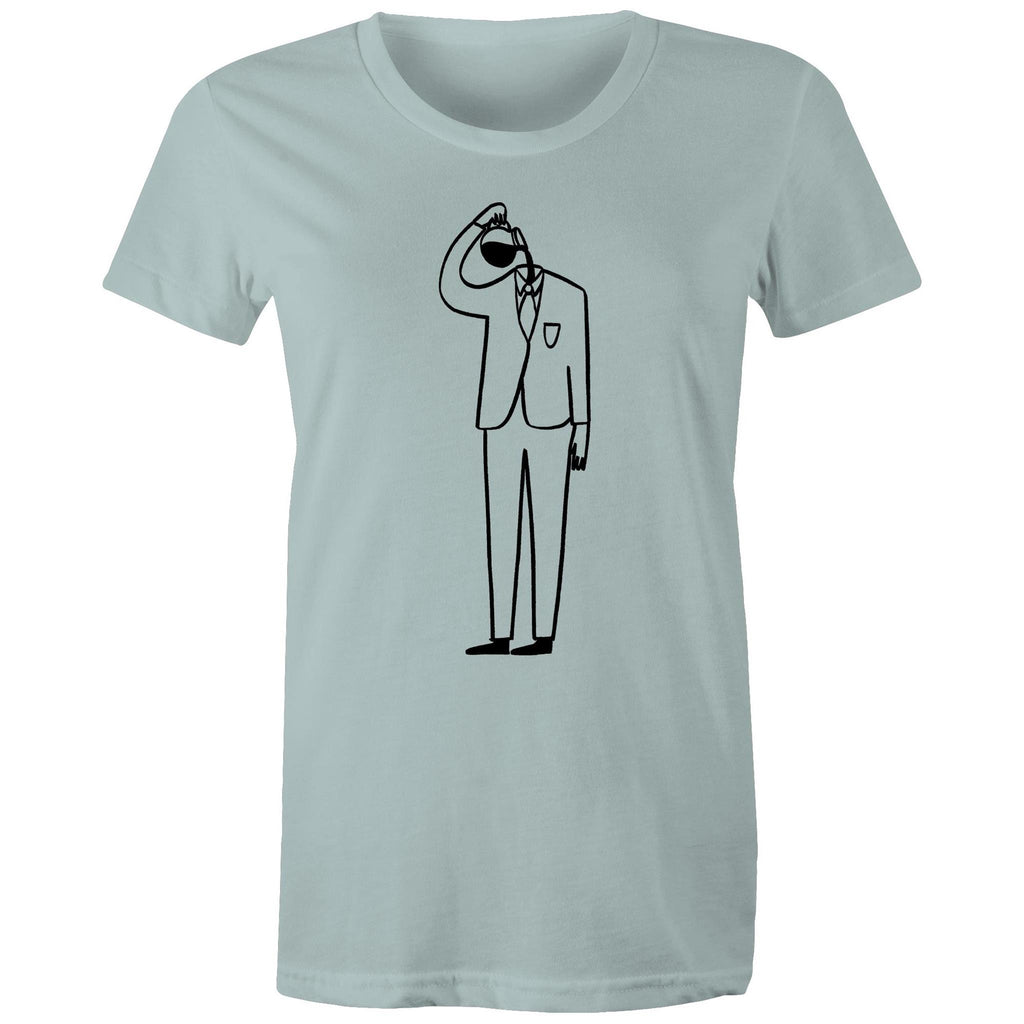 Coffee Brain - Womens T-shirt Pale Blue Womens T-shirt Coffee Printed In Australia