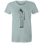 Coffee Brain - Womens T-shirt Pale Blue Womens T-shirt Coffee Printed In Australia
