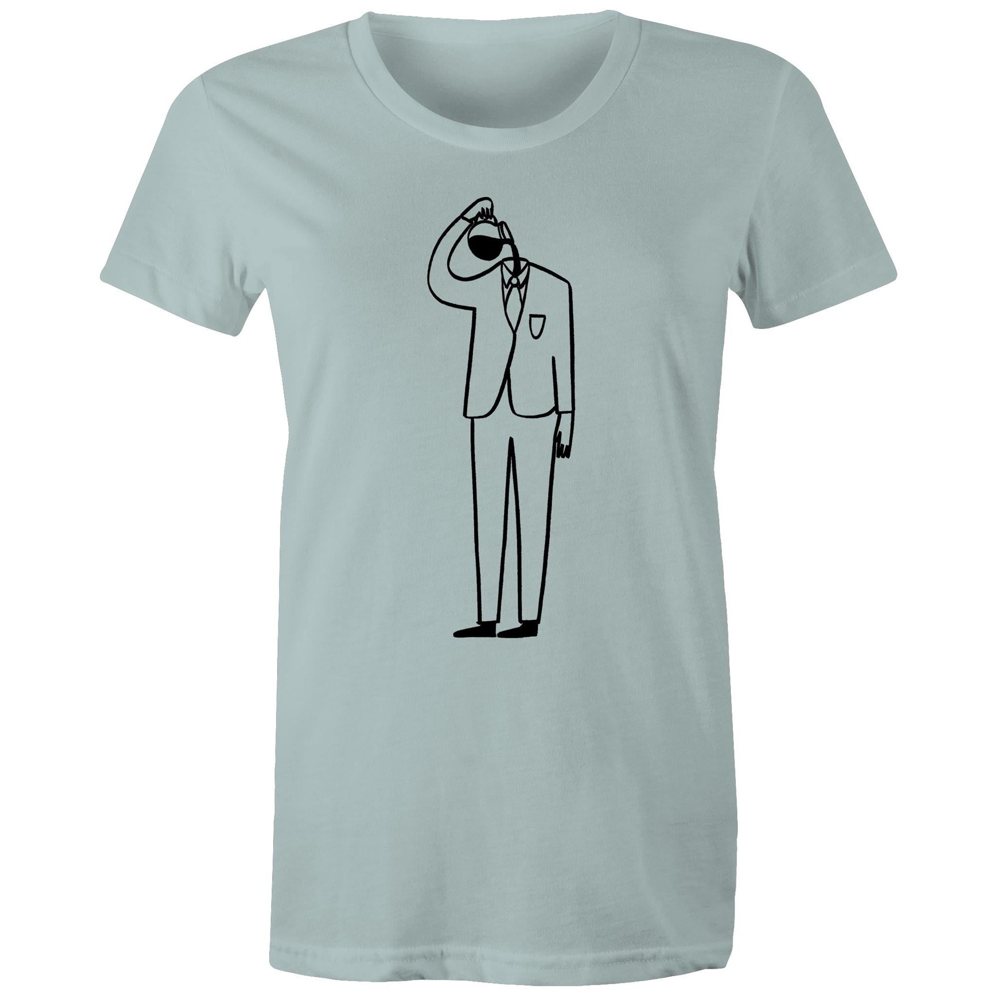 Coffee Brain - Womens T-shirt Pale Blue Womens T-shirt Coffee Printed In Australia
