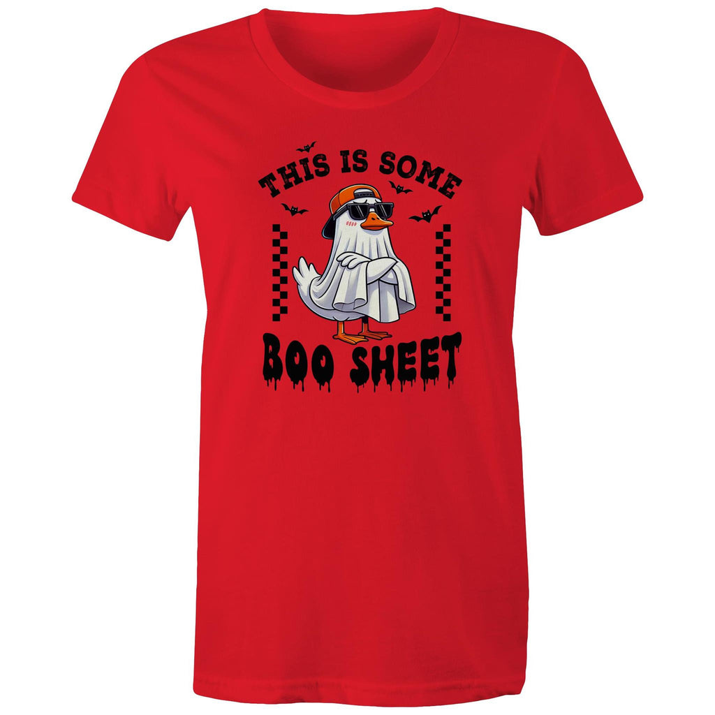 This Is Some Boo Sheet, Halloween - Womens T-shirt Red Womens T-shirt Halloween Printed In Australia