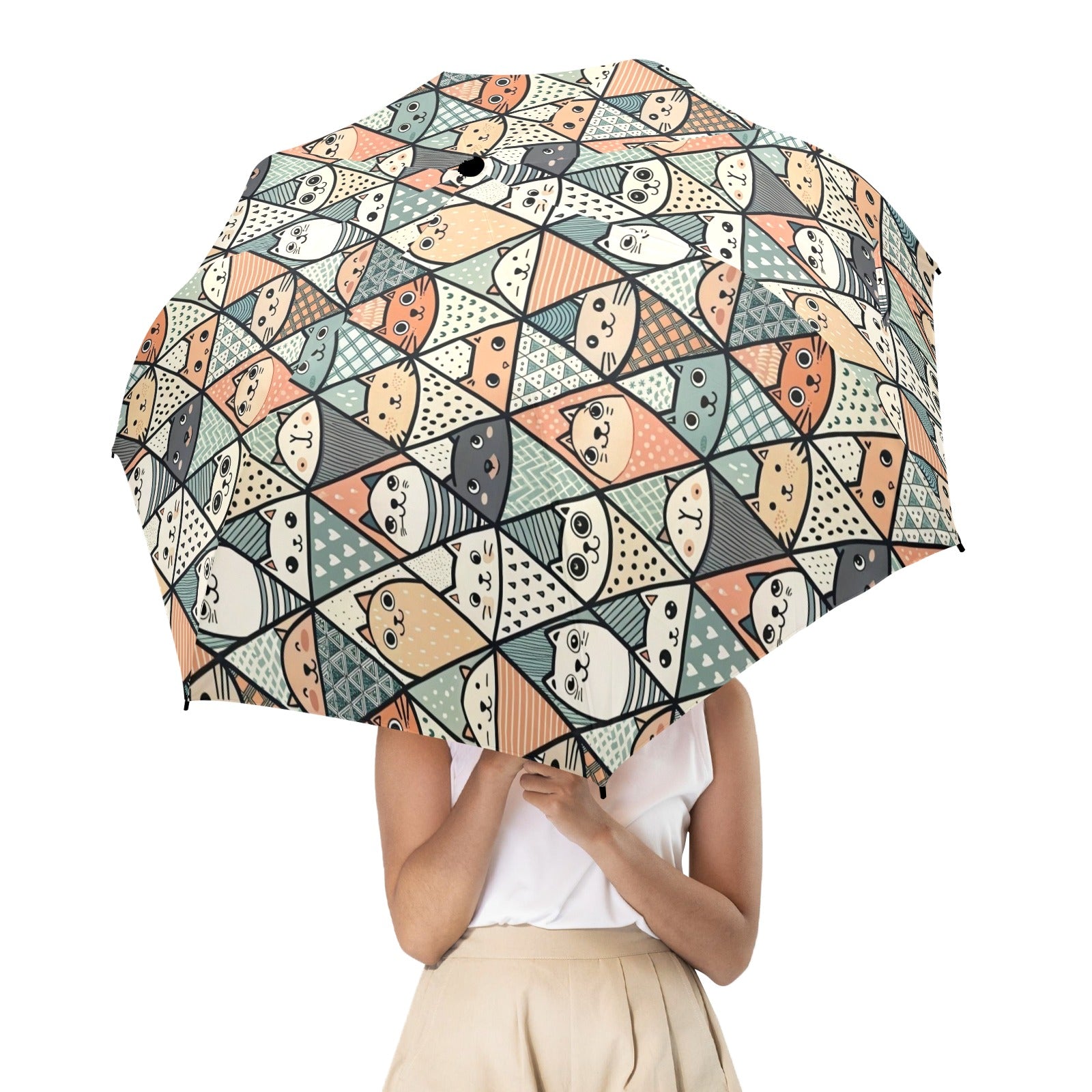 Diamond Cat Pattern Umbrella Umbrella animal Printed Offshore