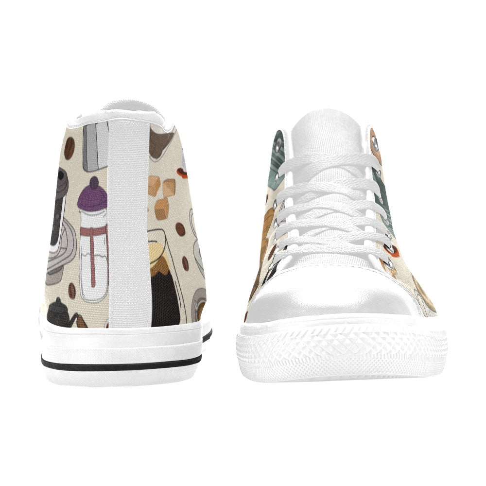 All The Coffee - Men's High Top Canvas Shoes