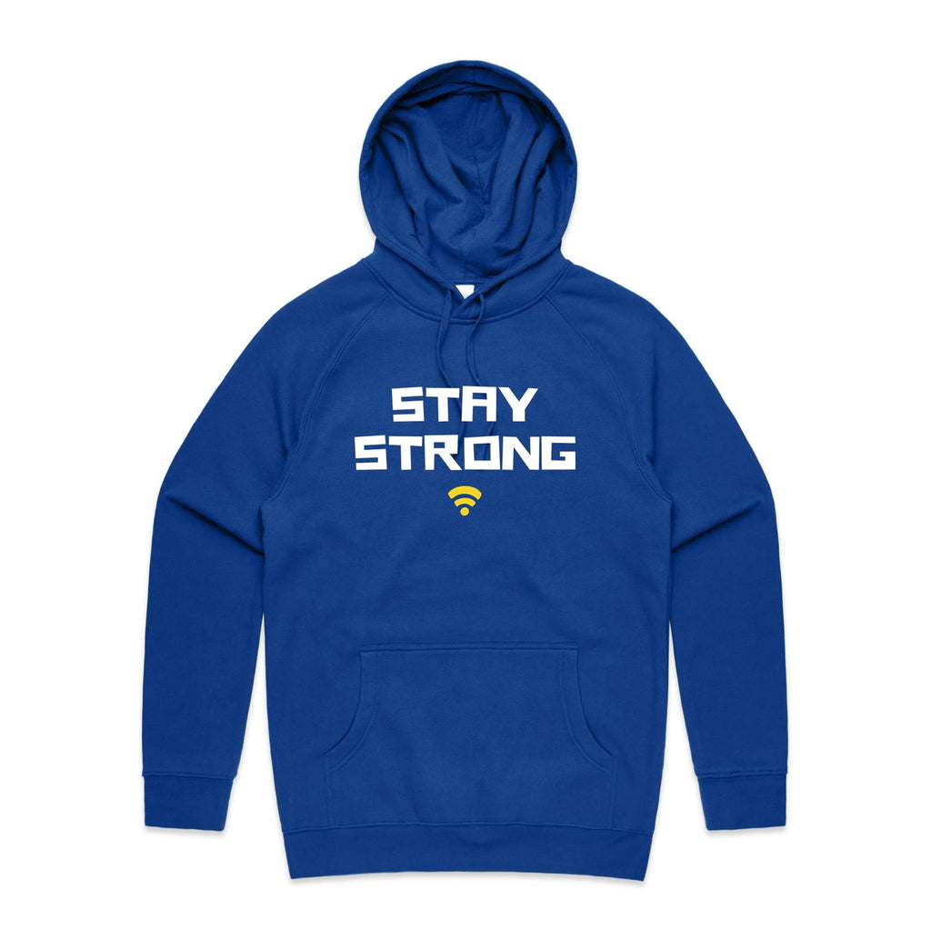 Stay Strong, WIFI - Mens Hoodie Bright Royal Mens Hoodie Printed In Australia Tech