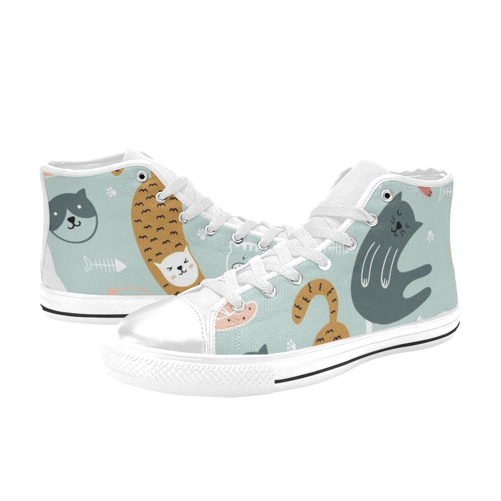 Cat Stretch - Kids High Top Canvas Shoes