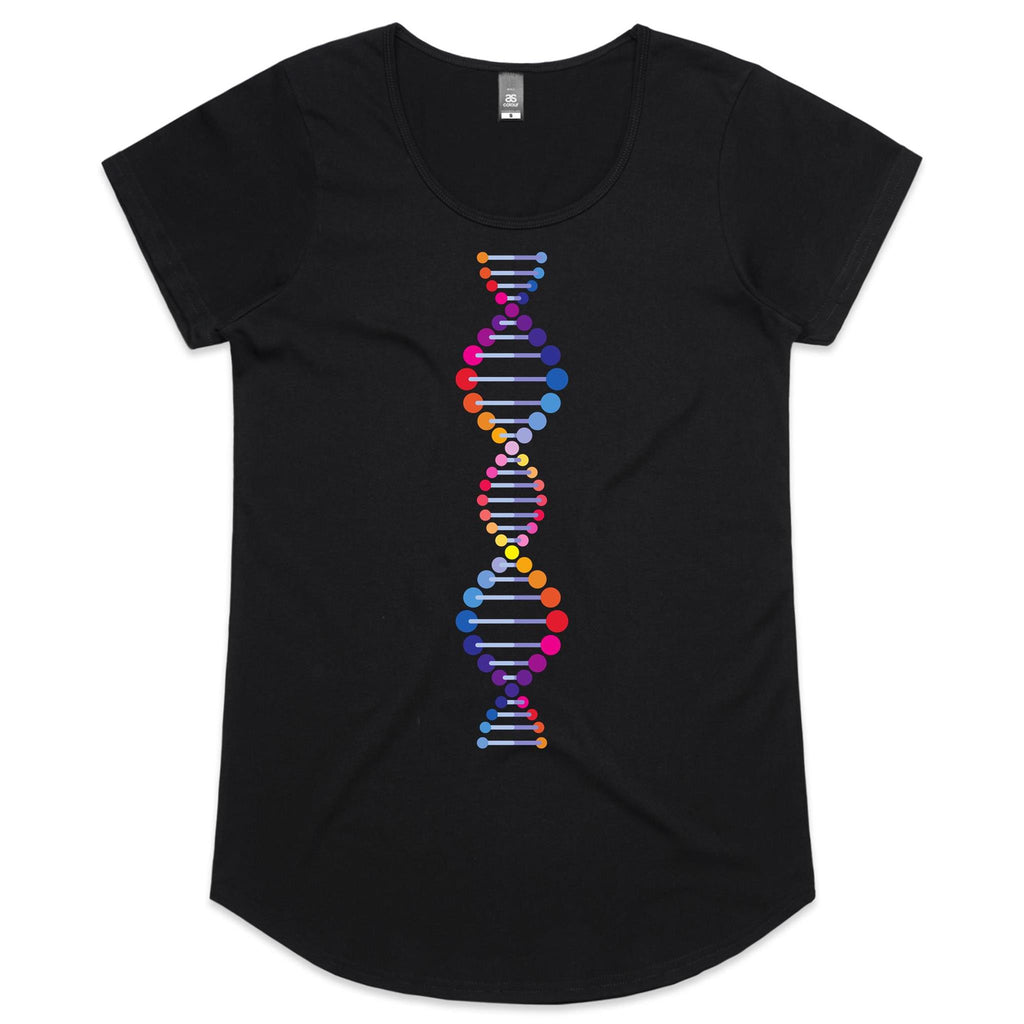 DNA - Womens Scoop Neck T-Shirt Black Womens Scoop Neck T-shirt Printed In Australia Science
