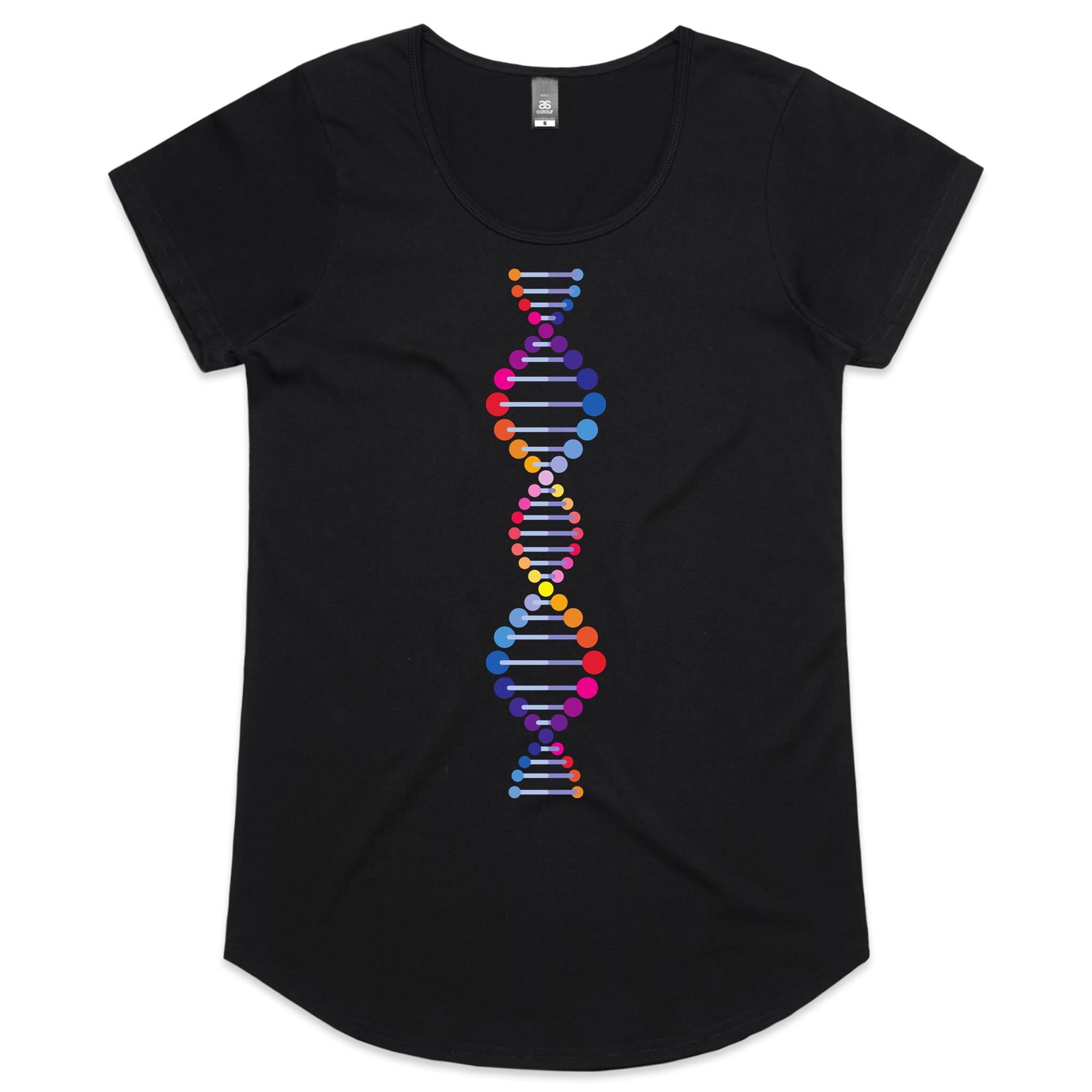 DNA - Womens Scoop Neck T-Shirt Black Womens Scoop Neck T-shirt Printed In Australia Science