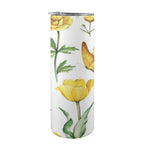 Yellow Flower Watercolour 20oz Tall Skinny Tumbler with Lid and Straw