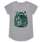 Alien And Bigfoot Playing Guitar - Womens Scoop Neck T-Shirt Grey Marle