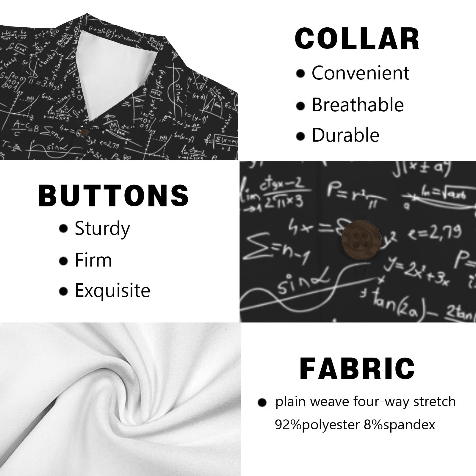 Equations Men's Short Sleeve Hawaiian Shirt Men's Hawaiian Shirt (New) Maths Printed Offshore Science