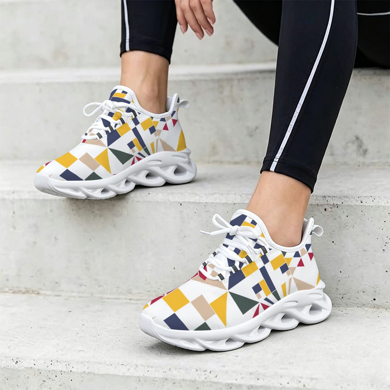 Colourful Geometric Women's Twisted Sole Sneakers