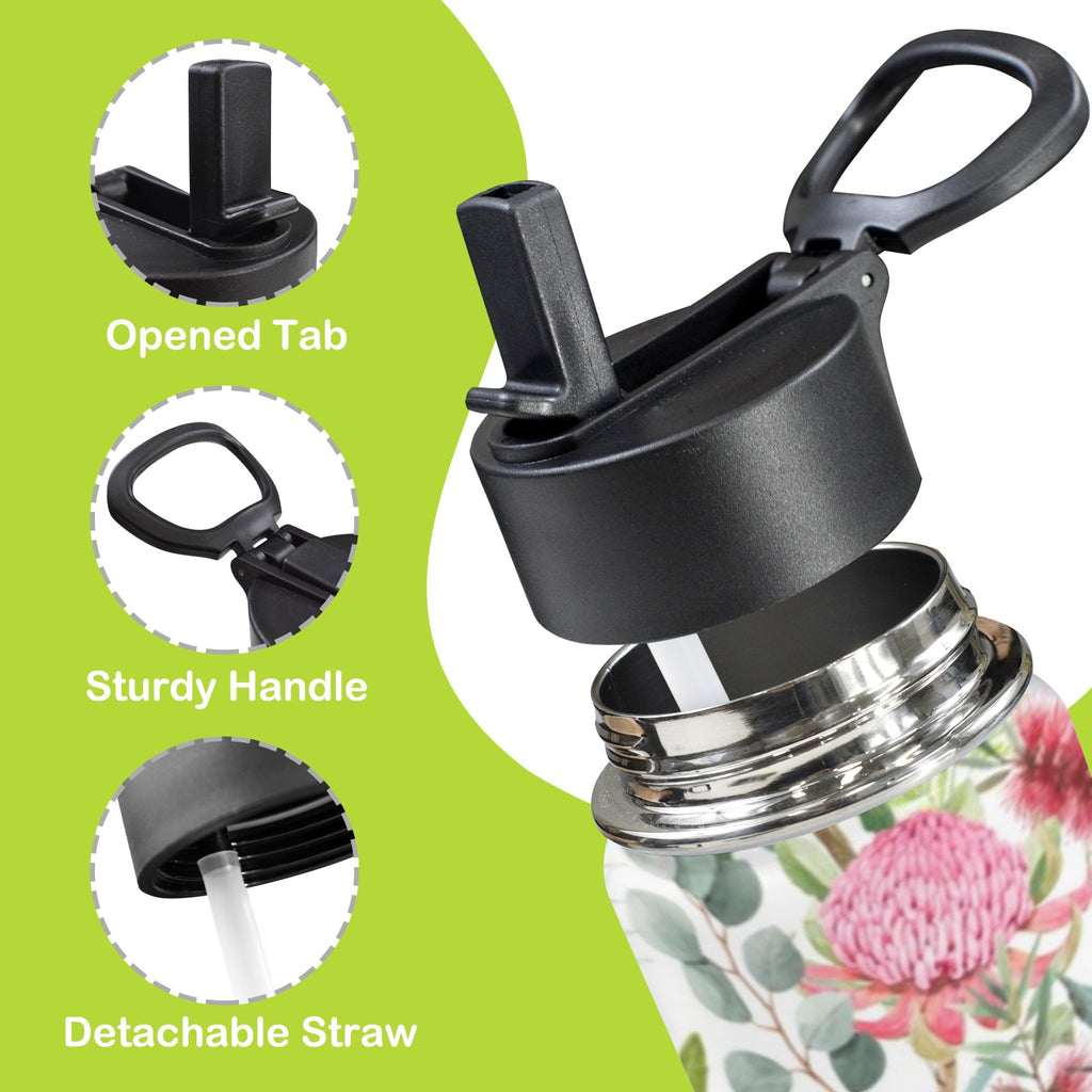 Australian Flowers 12oz Kids Water Bottle with Straw Lid