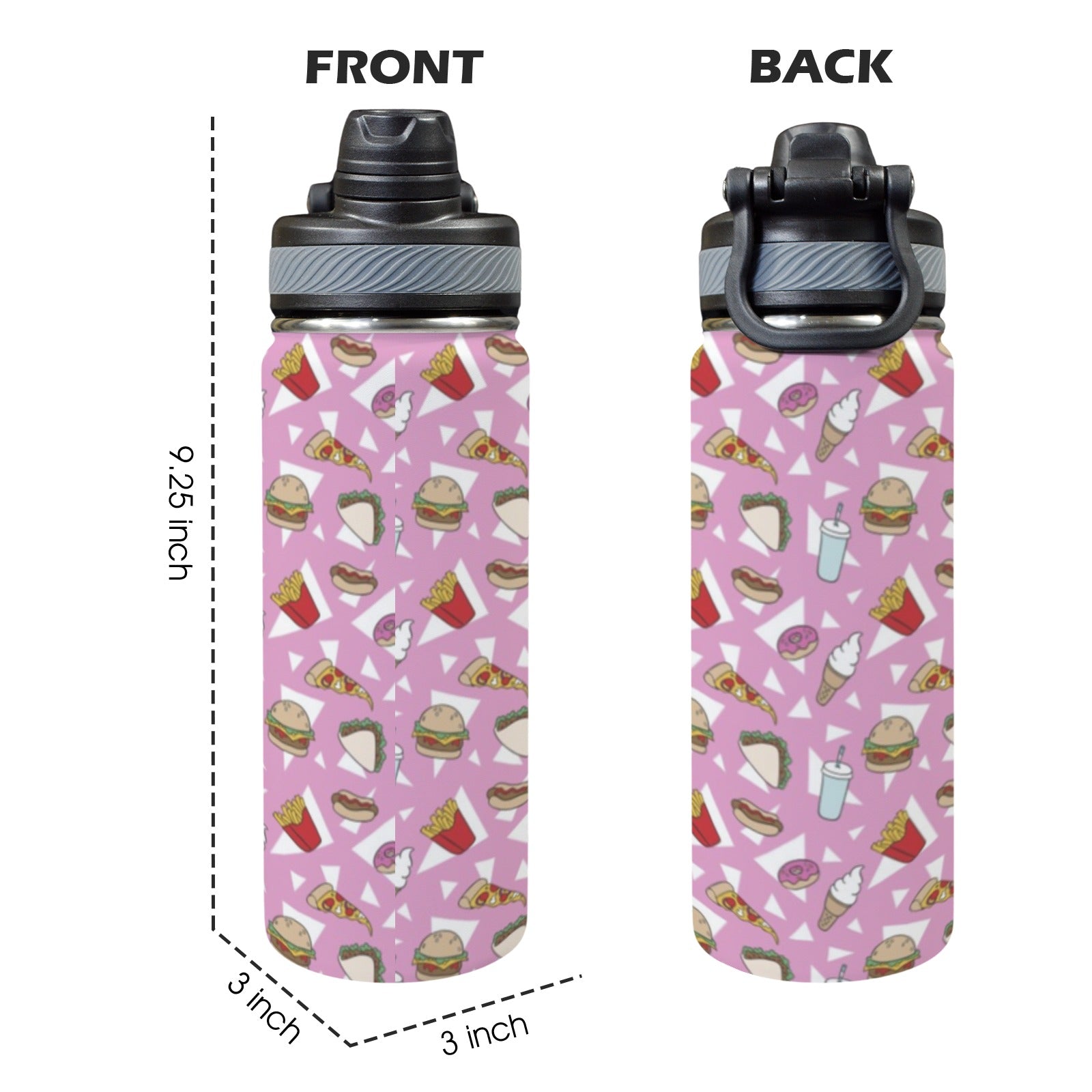 Fast Food - Insulated Water Bottle with Dual-Use Lid (18oz) Insulated Water Bottle with Dual-Use Lid (18oz) Food Printed Offshore