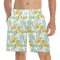 Tropical Flowers And Leaves Men's Mid-Length Beach Shorts 5XL Men's Mid-Length Beach Shorts Plants Printed Offshore
