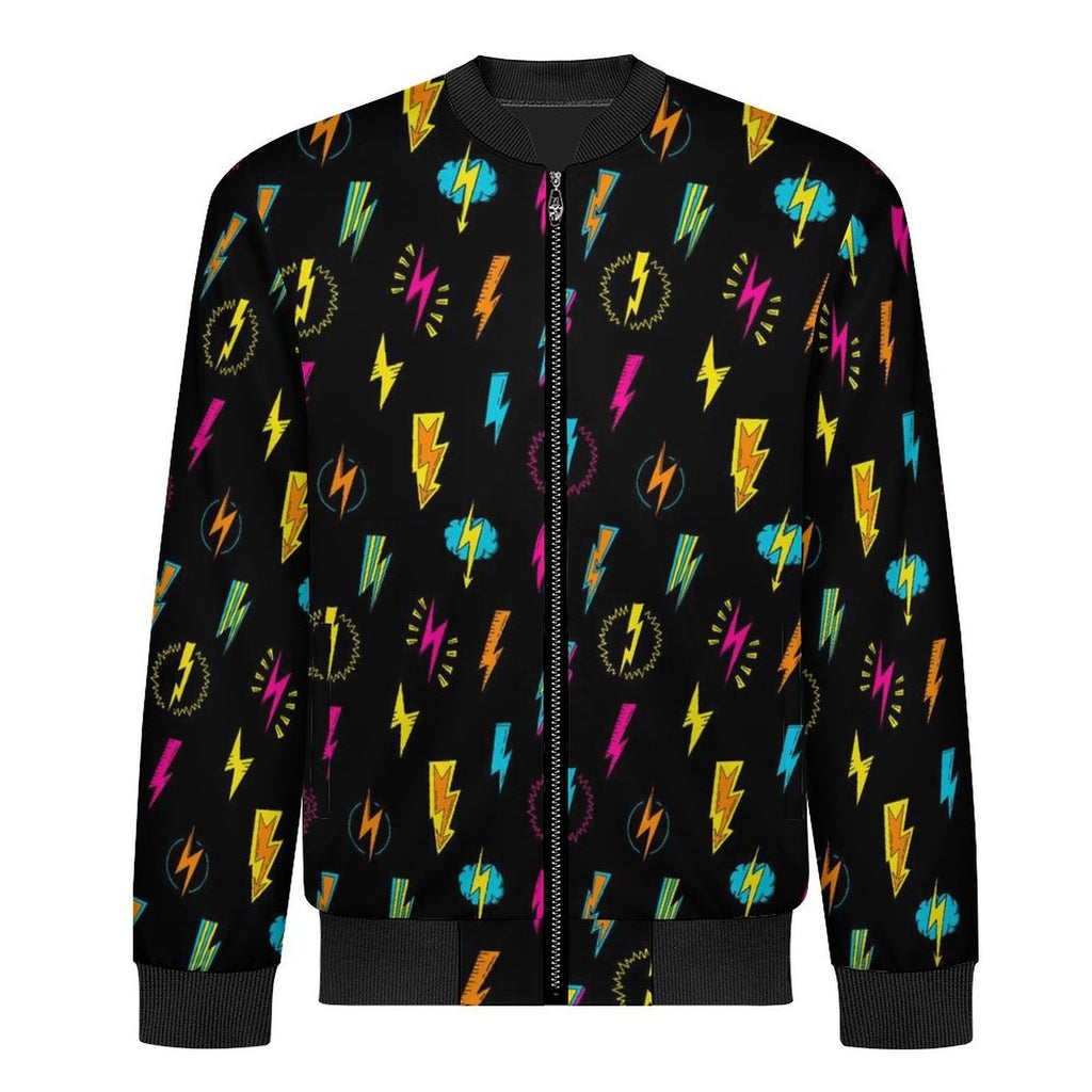 Fun Lightning Men's Casual Zip‑Up Bomber Jacket