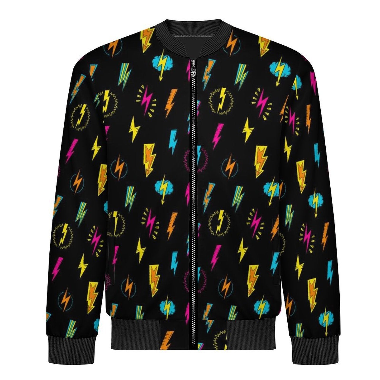 Fun Lightning Men's Casual Zip‑Up Bomber Jacket