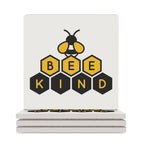 Bee Kind Ceramic Coasters (Square) white Ceramic Coasters Kindness Printed Offshore