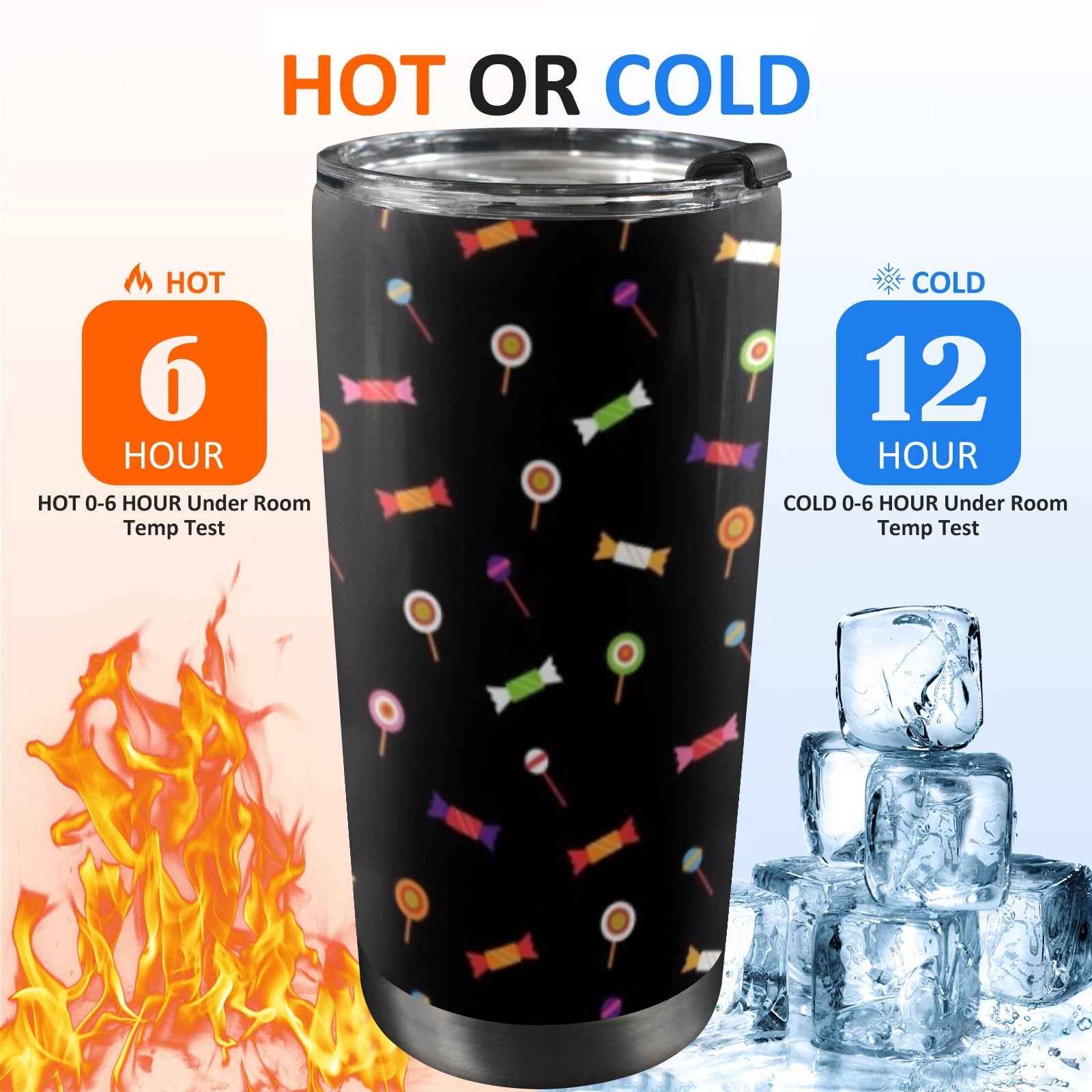 Candy - 20oz Mobile Tumbler with Lid (Black Lock) 20oz Travel Mug Food Printed Offshore
