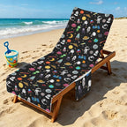 Fun Space Beach Chair Towel Cover with Side Pockets