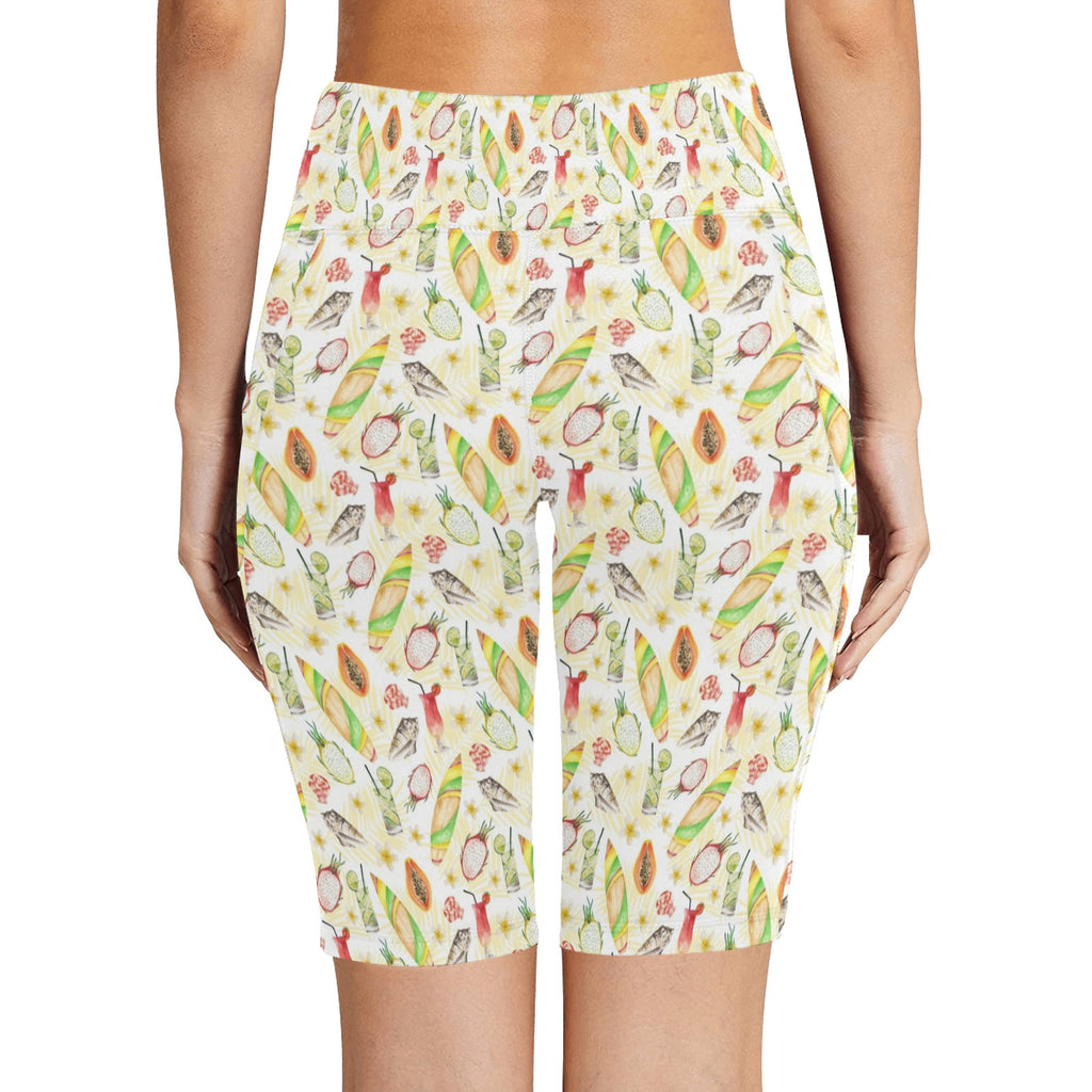 Tropical Surf Women's Bike Shorts With Side Pockets