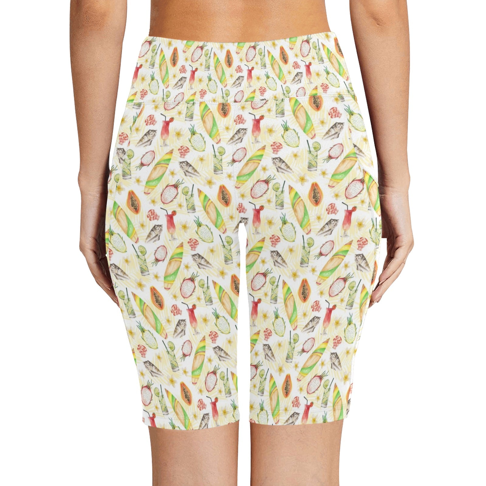 Tropical Surf Women's Bike Shorts With Side Pockets