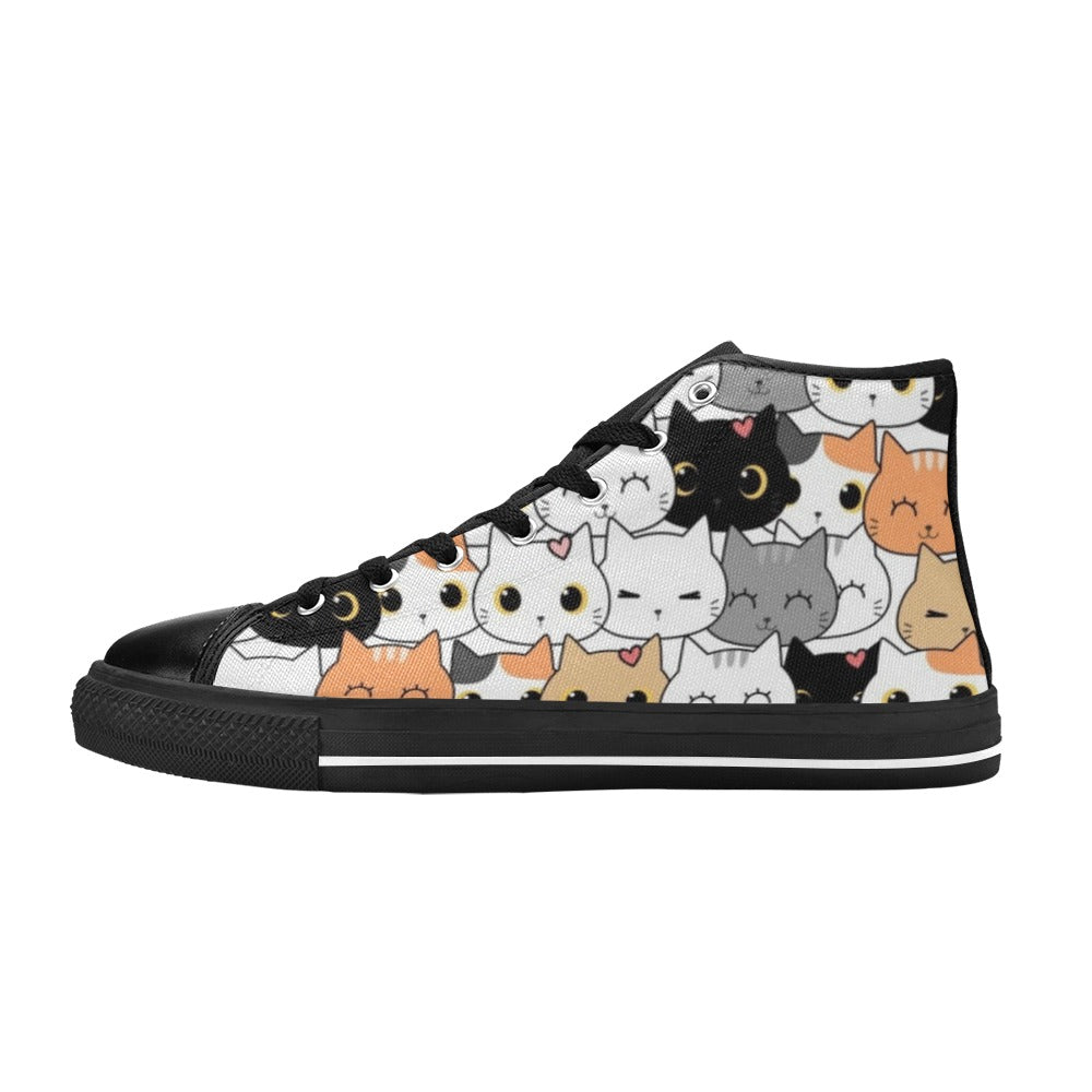 Cute Cartoon Cats - Kids High Top Canvas Shoes