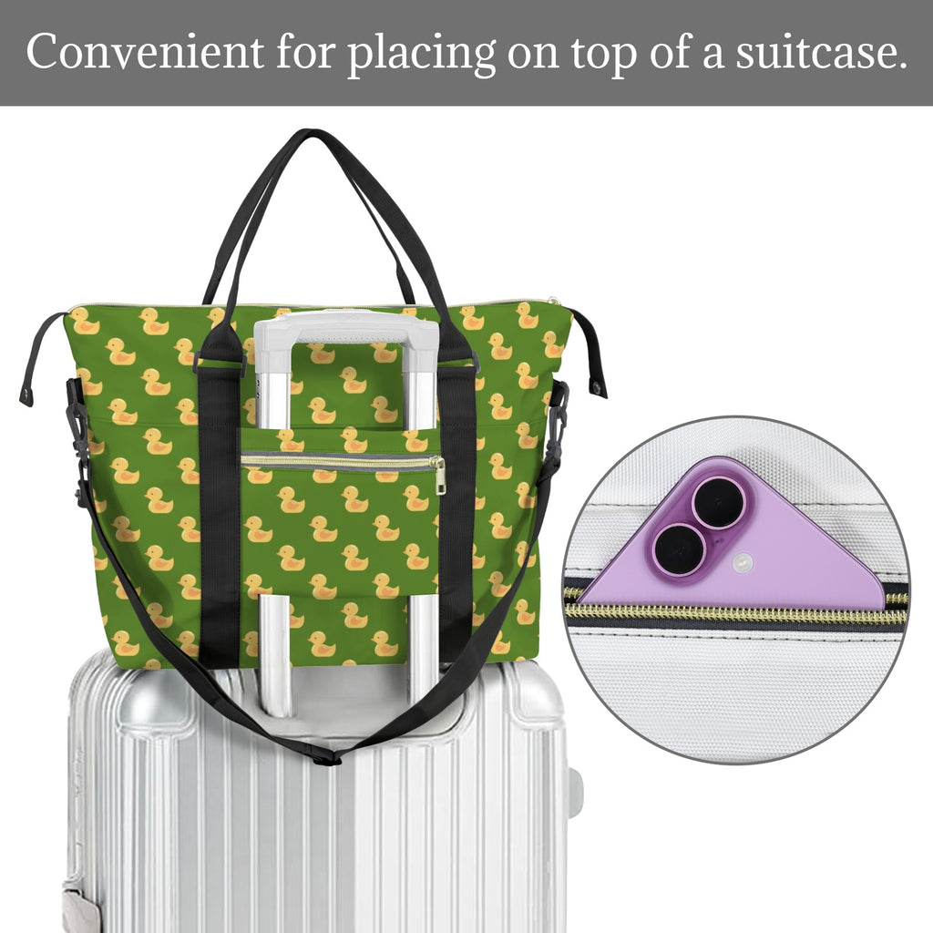 Rubber Ducks On Green Duffle Bag-Simple (Model 1715) Duffle Bag-Simple (1715)