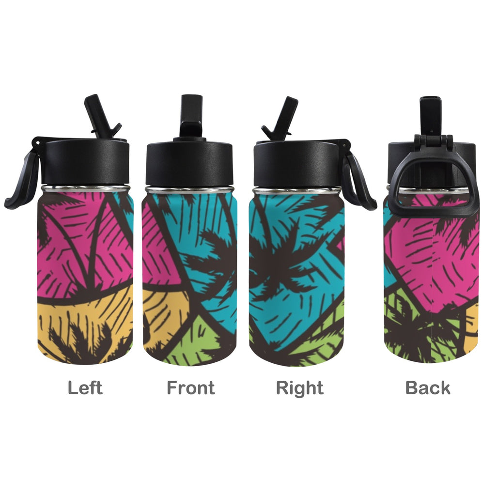 Palm Trees 12oz Kids Water Bottle with Straw Lid