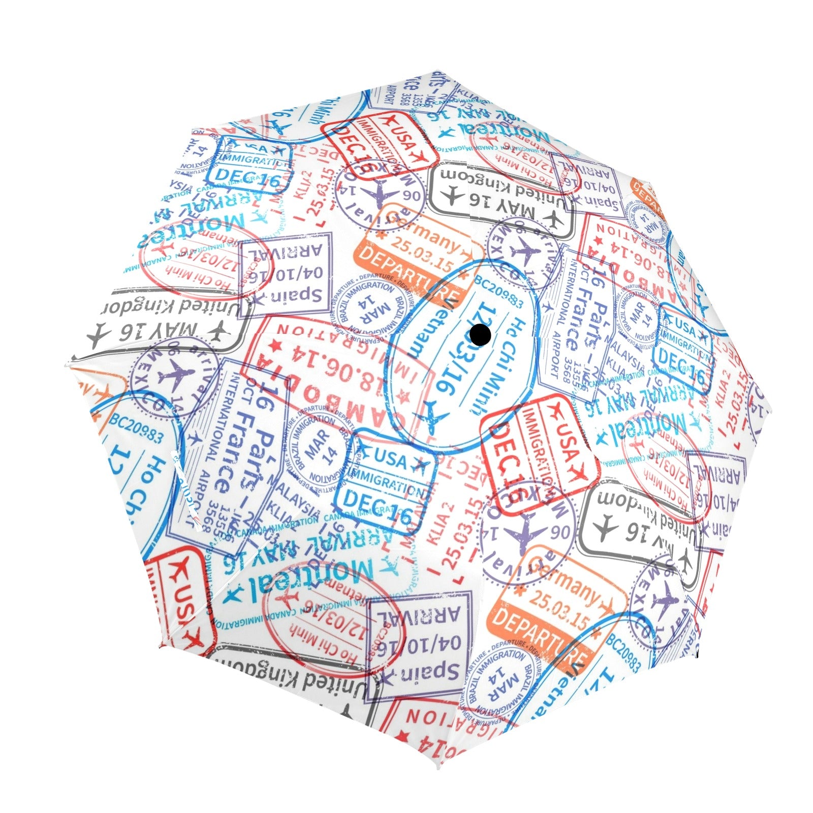 Travel Stamps - Semi-Automatic Foldable Umbrella (Model U12) One Size Semi-Automatic Foldable Umbrella (U12)