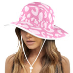 Pink Leopard Wide Brim Bucket Hat Wide Brim Bucket Hat animal Printed Offshore
