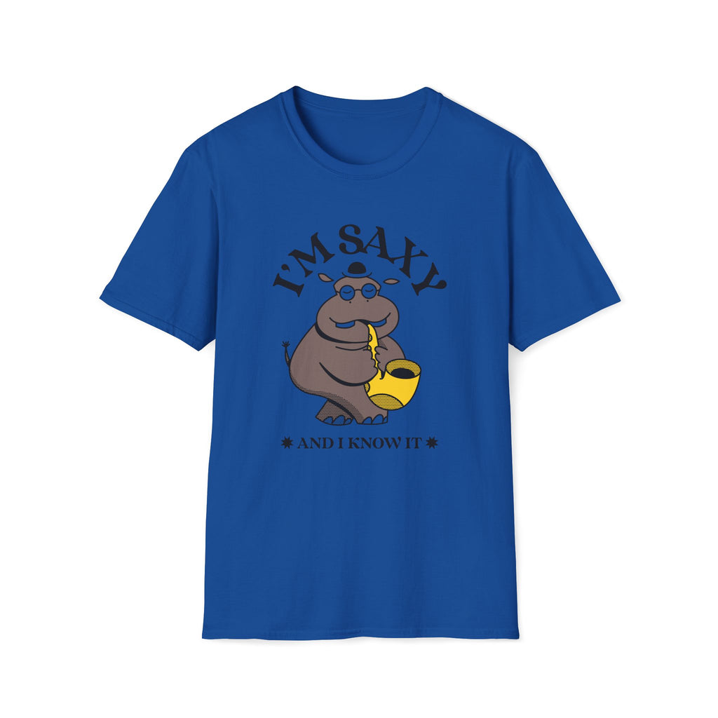 I'm Saxy And I Know It, Saxophone Hippo - Unisex Softstyle T-shirt