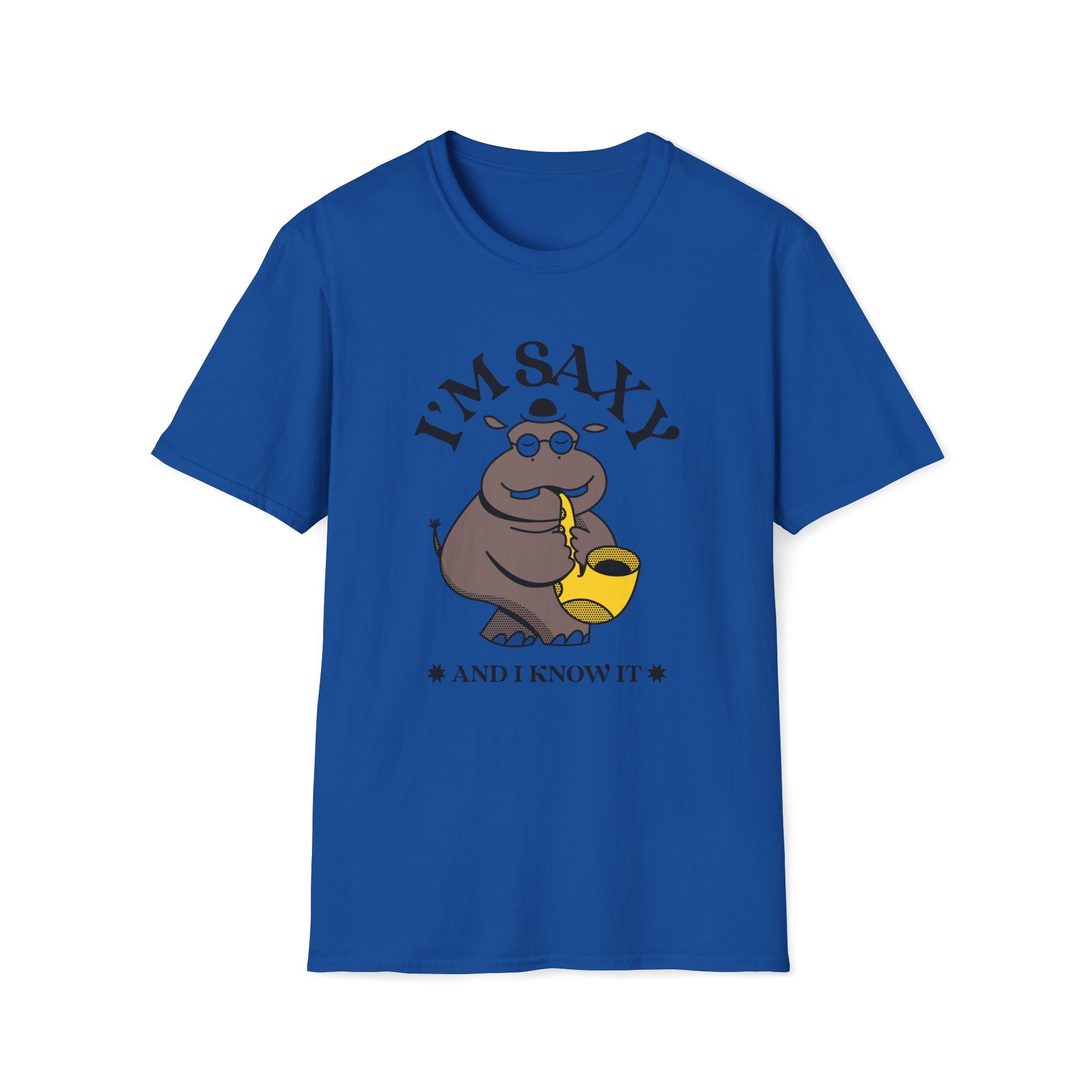 I'm Saxy And I Know It, Saxophone Hippo - Unisex Softstyle T-shirt