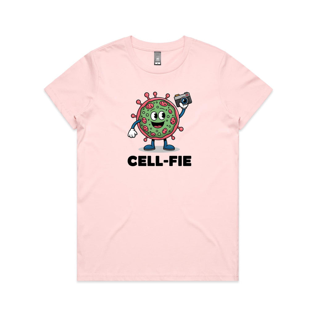 Cell-fie Cell Selfie Women's AS Colour Women's T-shirt Pink Womens T-shirt Printed In Australia Science