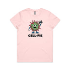 Cell-fie Cell Selfie Women's AS Colour Women's T-shirt Pink Womens T-shirt Printed In Australia Science