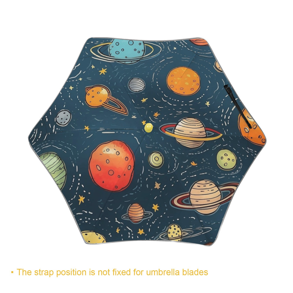 Galaxy Kids Safe Round Corner Umbrella Kids Safe Round Corner Umbrella Printed Offshore Space