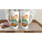 Hello Sunshine, Beach Van - White Latte 17oz Ceramic Mug Latte Mug Globally Fulfilled Summer Surf