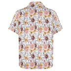 Painted Flowers Women's Collared Pocketless Short Sleeve Shirt