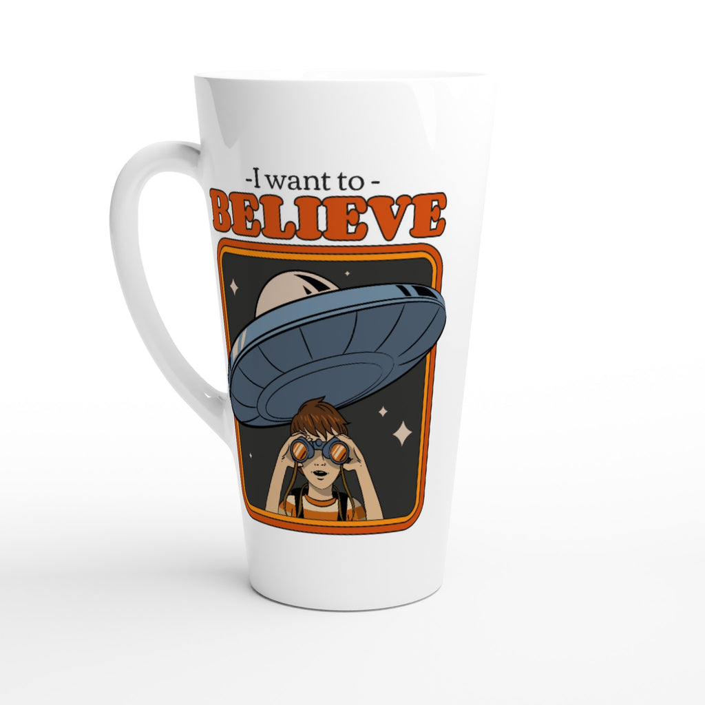 UFO, I Want To Believe - White Latte 17oz Ceramic Mug Default Title Latte Mug Globally Fulfilled Retro Sci Fi