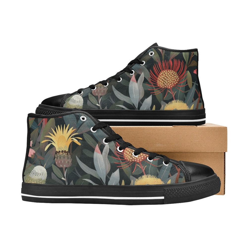 Australian Native Flowers - Men's High Top Canvas Shoes
