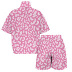 Pink Leopard Women's Windbreaker Short Set Women's Windbreaker Short Set animal Printed Offshore