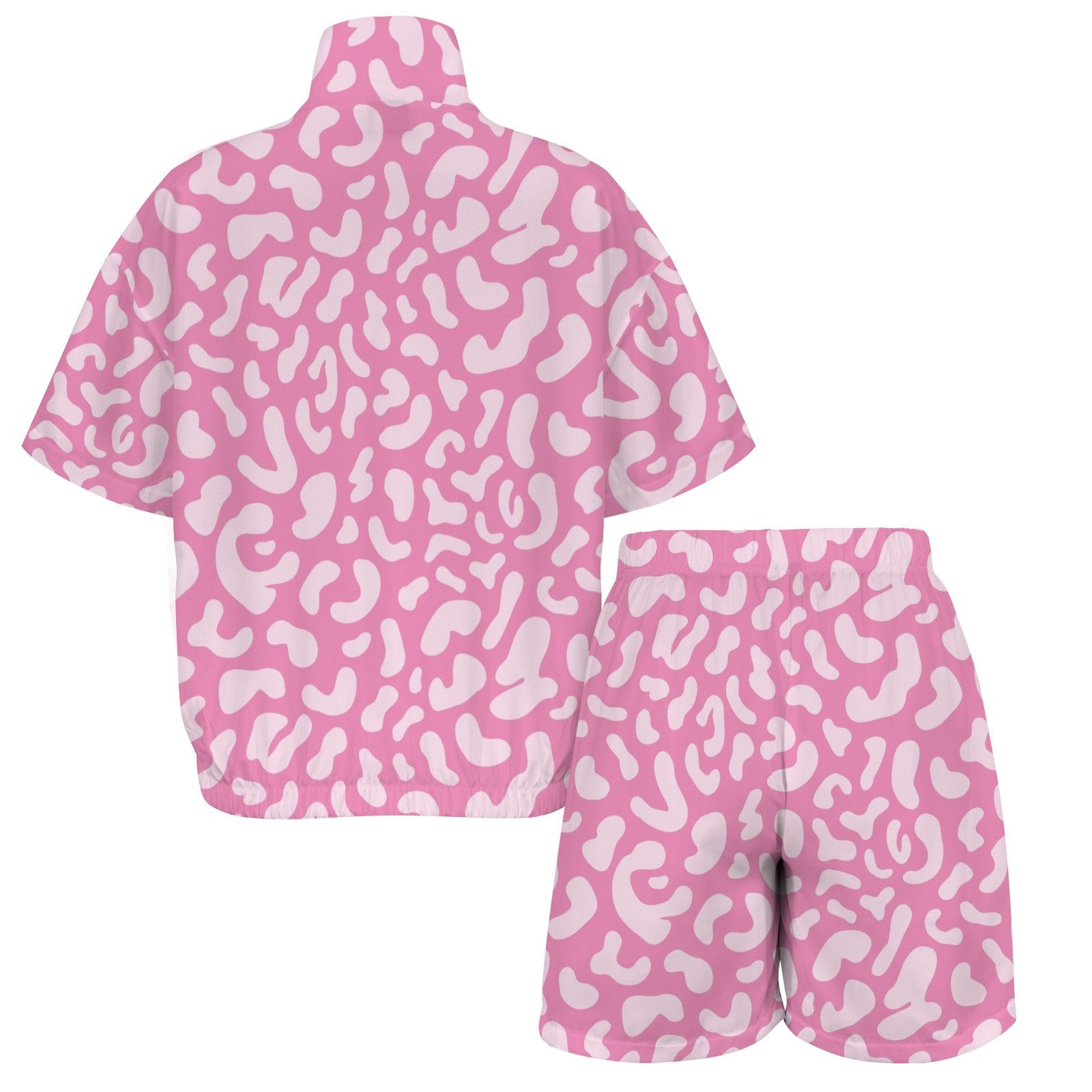 Pink Leopard Women's Windbreaker Short Set Women's Windbreaker Short Set animal Printed Offshore