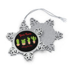 Personalised - Merry Cactus - Christmas Pewter Snowflake Ornament
