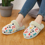 Brass Musical Instruments Women's Fur Trim Thick-Sole Indoor Slippers Women's Fur Trimmed Slippers Music Printed Offshore
