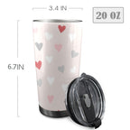 Pretty Hearts - 20oz Mobile Tumbler with Lid (Black Lock) 20oz Travel Mug Love Printed Offshore